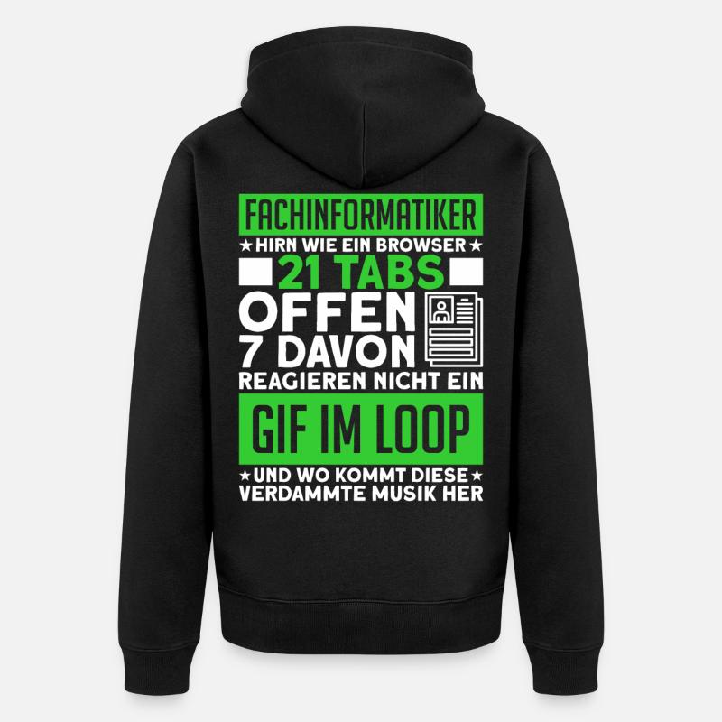Systemadministrator Informatik Fachinformatiker - Unisex Premium Bio Zip Hoodie - Schwarz