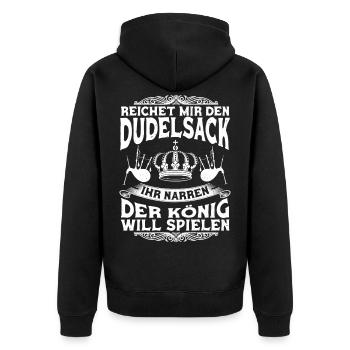 Dudelsack Instrument Dudelsackspieler Geschenk - Unisex Premium Bio Zip Hoodie - Schwarz - Hinten - Nico (187cm)