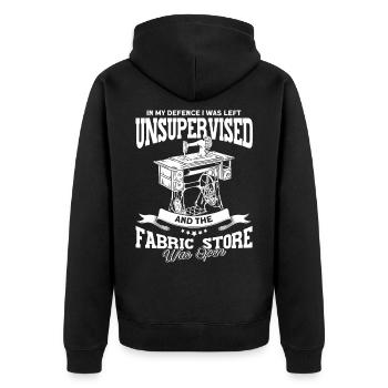 Sewing machine Sewing - Unisex Premium Organic Zip Hoodie - black - Back - Nico (187cm)