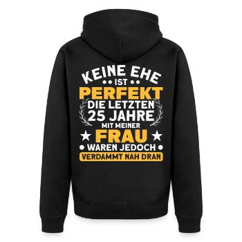 Ehepaar 25. Hochzeitstag Silberhochzeit - Unisex Premium Bio Zip Hoodie - Schwarz - Hinten - Nico (187cm)