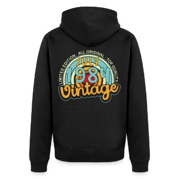 Cadeau de juillet 1984 Vintage - Veste à capuche bio Premium Unisexe - noir - Dos - Nico (187cm)