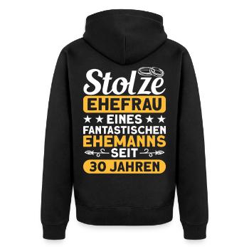 Ehepaar 30. Hochzeitstag Perlenhochzeit - Unisex Premium Bio Zip Hoodie - Schwarz - Hinten - Nico (187cm)