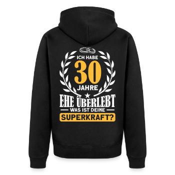 30. Hochzeitstag Ehepaar Perlenhochzeit - Unisex Premium Bio Zip Hoodie - Schwarz - Hinten - Nico (187cm)