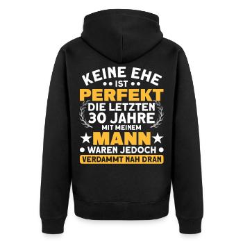Perlenhochzeit 30. Hochzeitstag Ehepaar - Unisex Premium Bio Zip Hoodie - Schwarz - Hinten - Nico (187cm)