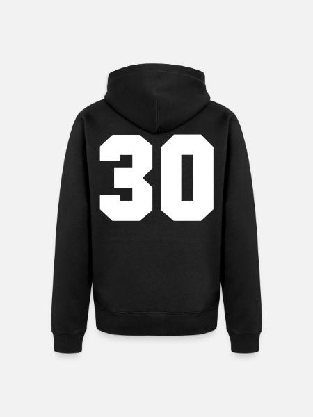 30 - Number 30 - Unisex Premium Organic Zip Hoodie - black