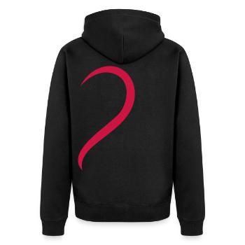 Liebe - Herz - Rot - Unisex Premium Bio Zip Hoodie - Schwarz - Hinten - Nico (187cm)
