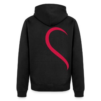 Liebe - Herz - Rot - Unisex Premium Bio Zip Hoodie - Schwarz - Hinten - Nico (187cm)