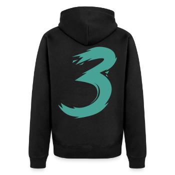3 - Unisex Premium Organic Zip Hoodie - black - Back - Nico (187cm)