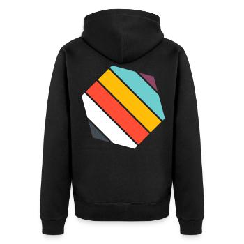 hexagon - Unisex Premium Organic Zip Hoodie - black - Back - Nico (187cm)