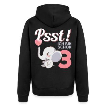 Mädchen Kindergeburtstag 3. Geburtstag - Unisex Premium Bio Zip Hoodie - Schwarz - Hinten - Nico (187cm)