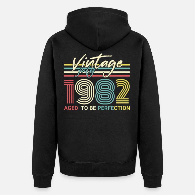 Né en juillet 1982 - Veste à capuche bio Premium Unisexe - noir