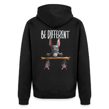 Be a different saying fan with cool bats - Unisex Premium Organic Zip Hoodie - black - Back - Nico (187cm)