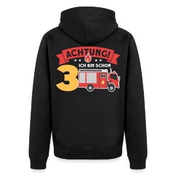 Junge 3 Jahre 3. Geburtstag - Unisex Premium Bio Zip Hoodie - Schwarz - Hinten - Nico (187cm)