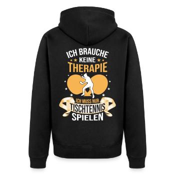 Tischtennis Trainer Spruch, Tischtennis Geschenk - Unisex Premium Bio Zip Hoodie - Schwarz - Hinten - Nico (187cm)