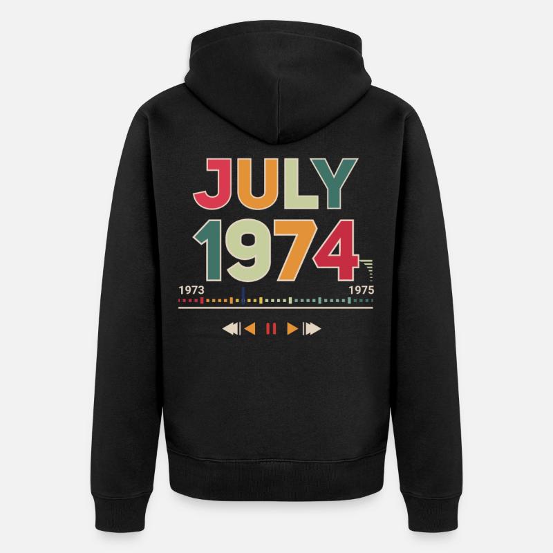 Millésime juillet 1974 - Veste à capuche bio Premium Unisexe - noir