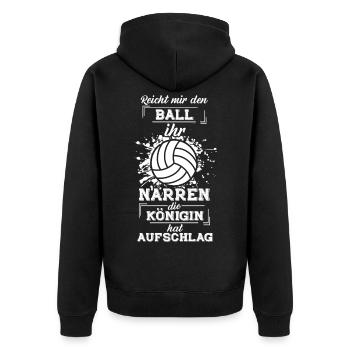 Volleyball Turnier Spruch, Volleyball Geschenk - Unisex Premium Bio Zip Hoodie - Schwarz - Hinten - Nico (187cm)