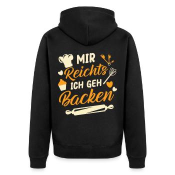Schöner Konditor Spruch, Bäcker Geschenk - Unisex Premium Bio Zip Hoodie - Schwarz - Hinten - Nico (187cm)