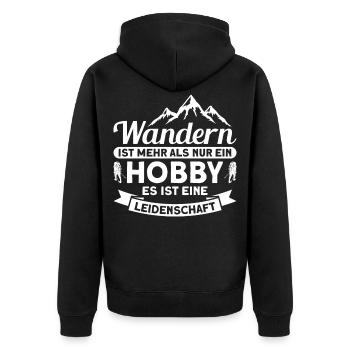 Wanderer Berge Wandern Geschenk - Unisex Premium Bio Zip Hoodie - Schwarz - Hinten - Nico (187cm)