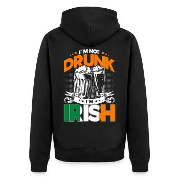 Ireland Beer Irish Gift - Unisex Premium Organic Zip Hoodie - black - Back - Nico (187cm)