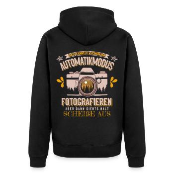 Humorvoller Fotografin Spruch, Fotografie Geschenk - Unisex Premium Bio Zip Hoodie - Schwarz - Hinten - Nico (187cm)