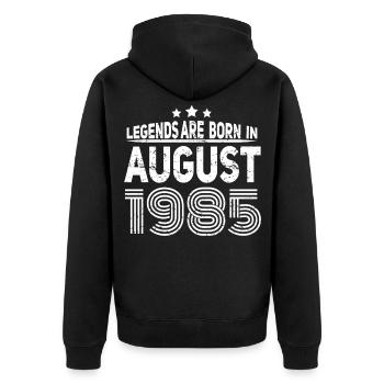 geboren im August 1985 Geschenkidee - Unisex Premium Bio Zip Hoodie - Schwarz - Hinten - Nico (187cm)