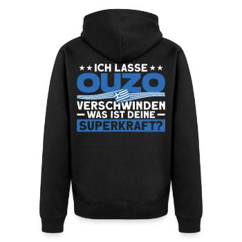 Grieche Ouzo Kos Geschenk - Unisex Premium Bio Zip Hoodie - Schwarz - Hinten - Nico (187cm)