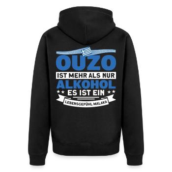 Grieche Griechenland Kos Geschenk - Unisex Premium Bio Zip Hoodie - Schwarz - Hinten - Nico (187cm)