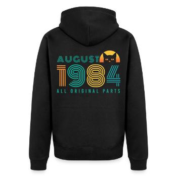 vintage in August 1984 gift idea - Unisex Premium Organic Zip Hoodie - black - Back - Nico (187cm)