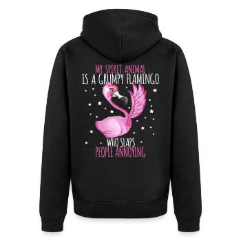 Flamingo Ohrfeige Nervige Menschen Spaßig Witzig - Unisex Premium Bio Zip Hoodie - Schwarz - Hinten - Nico (187cm)