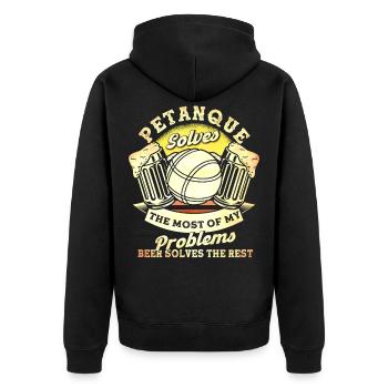 Boul Player Pétanque Boules Gift - Unisex Premium Organic Zip Hoodie - black - Back - Nico (187cm)