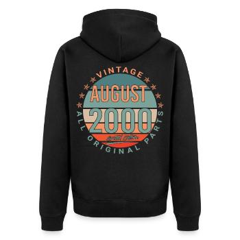 In August 2000 Vintage Gift Idea - Unisex Premium Organic Zip Hoodie - black - Back - Nico (187cm)