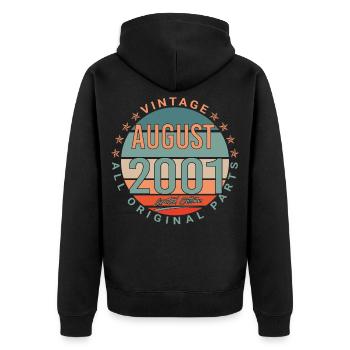 Im August 2001 Vintage Geschenkidee - Unisex Premium Bio Zip Hoodie - Schwarz - Hinten - Nico (187cm)