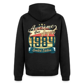 1984 En Août Rétro Cadeau - Veste à capuche bio Premium Unisexe - noir - Dos - Nico (187cm)