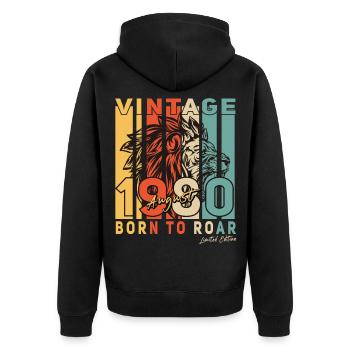 In August 1980 Vintage Lion Gift - Unisex Premium Organic Zip Hoodie - black - Back - Nico (187cm)