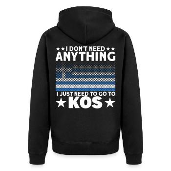 Griechenland Grieche Kos Geschenk - Unisex Premium Bio Zip Hoodie - Schwarz - Hinten - Nico (187cm)