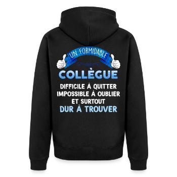 Collègue formidable. Idée cadeau homme retraité - Veste à capuche bio Premium Unisexe - noir - Dos - Nico (187cm)