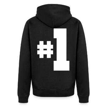 Nummer 1 - Unisex Premium Bio Zip Hoodie - Schwarz - Hinten - Nico (187cm)