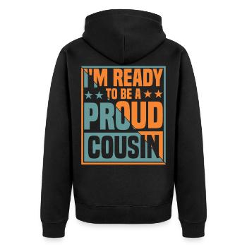 Birth Cousin Big Cousin Gift - Unisex Premium Organic Zip Hoodie - black - Back - Nico (187cm)