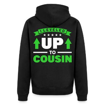 Cousin Big Cousin Birth Gift - Unisex Premium Organic Zip Hoodie - black - Back - Nico (187cm)