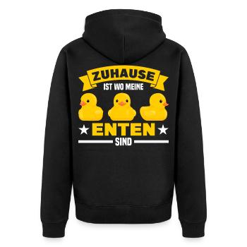 Entenliebhaber Enten Ente Geschenk - Unisex Premium Bio Zip Hoodie - Schwarz - Hinten - Nico (187cm)