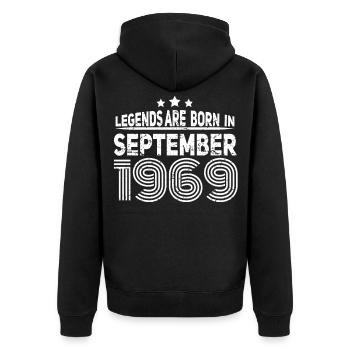 Né en septembre 1969 Vintage - Veste à capuche bio Premium Unisexe - noir - Dos - Nico (187cm)