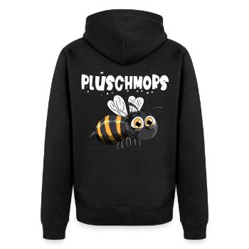 Plüschmors Hummel Plattdeutsch Norddeutsch - Unisex Premium Bio Zip Hoodie - Schwarz - Hinten - Nico (187cm)