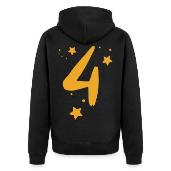 4 birthday 4 years - Unisex Premium Organic Zip Hoodie - black - Back - Nico (187cm)