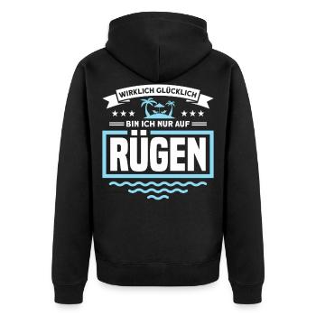 Ostseeinsel Ostsee Rügen Geschenk - Unisex Premium Bio Zip Hoodie - Schwarz - Hinten - Nico (187cm)