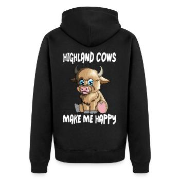 Highland Cows make me Happy Highlandrind agriculteur - Veste à capuche bio Premium Unisexe - noir - Dos - Nico (187cm)