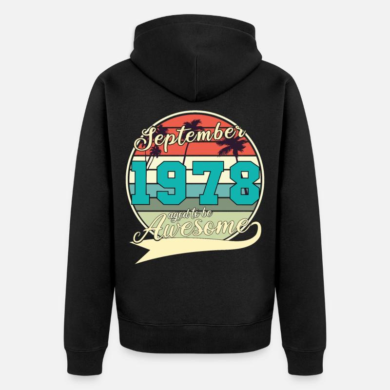 September 1978 Geschenkidee - Unisex Premium Bio Zip Hoodie - Schwarz