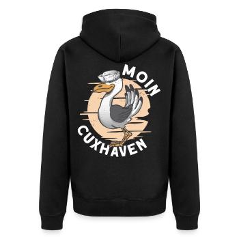 Nordsee Cuxhaven Norddeutschland Geschenk - Unisex Premium Bio Zip Hoodie - Schwarz - Hinten - Nico (187cm)