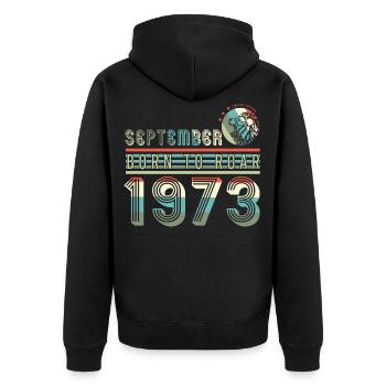 Lion In September 1973 Vintage - Unisex Premium Organic Zip Hoodie - black - Back - Nico (187cm)