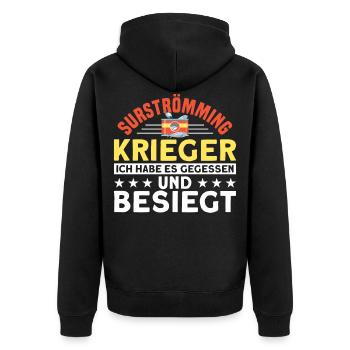 Surströmming Challenge Schweden Surströmming - Unisex Premium Bio Zip Hoodie - Schwarz - Hinten - Nico (187cm)