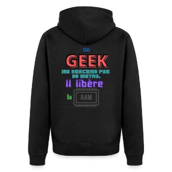 Un Geek (Metro/RAM) - Veste à capuche bio Premium Unisexe - noir - Dos - Nico (187cm)